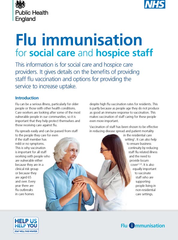 Flu immunisation for social care staff